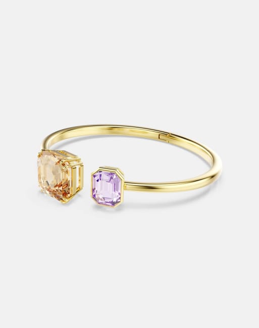 Swarovski Millenia bangle, octagon cut, multicolored, gold-tone plated ...