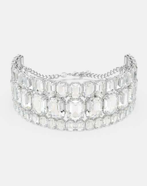 Swarovski Millenia choker, octagon cut, white, rhodium plated in white