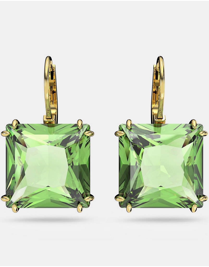 Swarovski millenia drop earrings in green and gold-tone plated