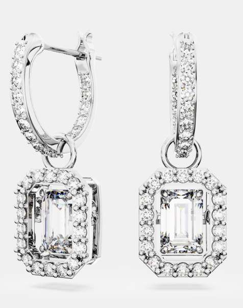 Swarovski millenia drop earrings in white rhodium plating - view 1