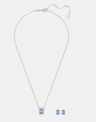 Swarovski millenia necklace and earrings set in blue rhodium plating | ASOS