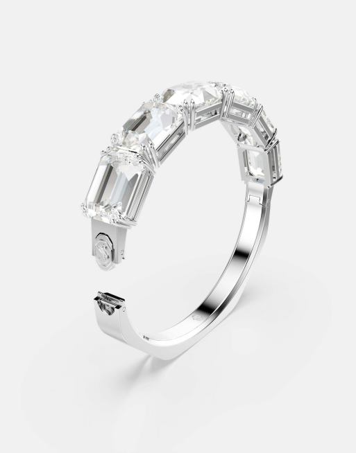 Swarovski Millenia octagon cut bangle in silver | ASOS