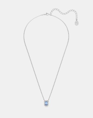 Swarovski millenia octagon cut necklace in blue plating - ASOS Price Checker