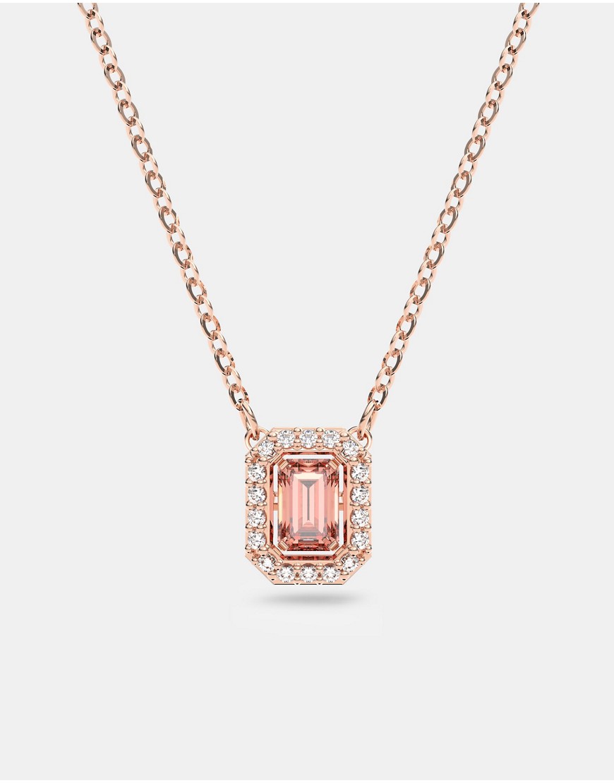 Swarovski millenia octagon cut necklace in rose-gold tone plated-Pink