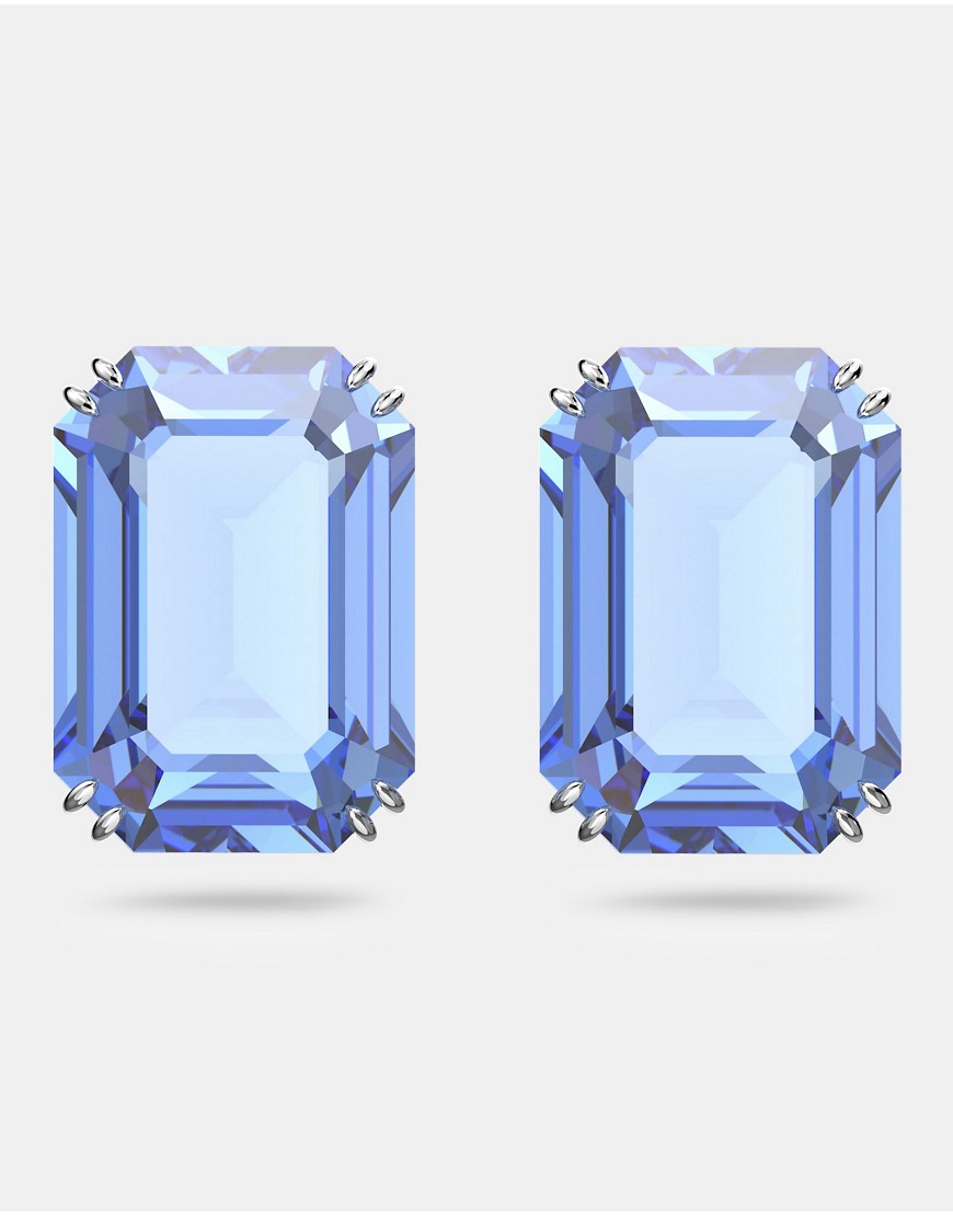 Swarovski millenia octagon cut stud earrings in blue