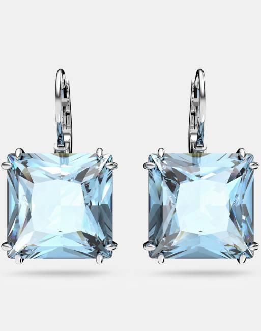 Swarovski millenia square cut drop earring in blue