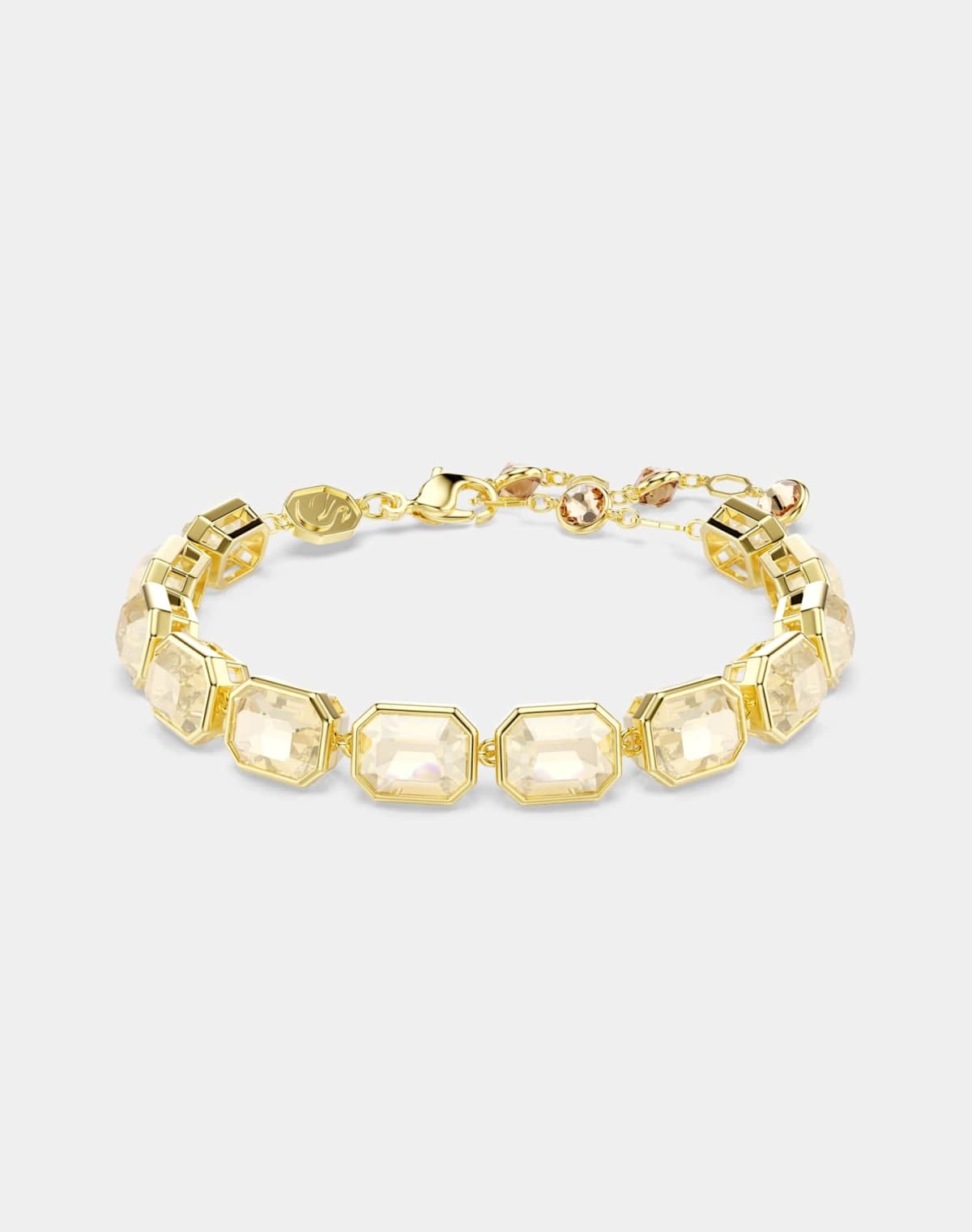 Swarovski Millenia tennis bracelet, octagon cut, caramel, gold-tone plated in white