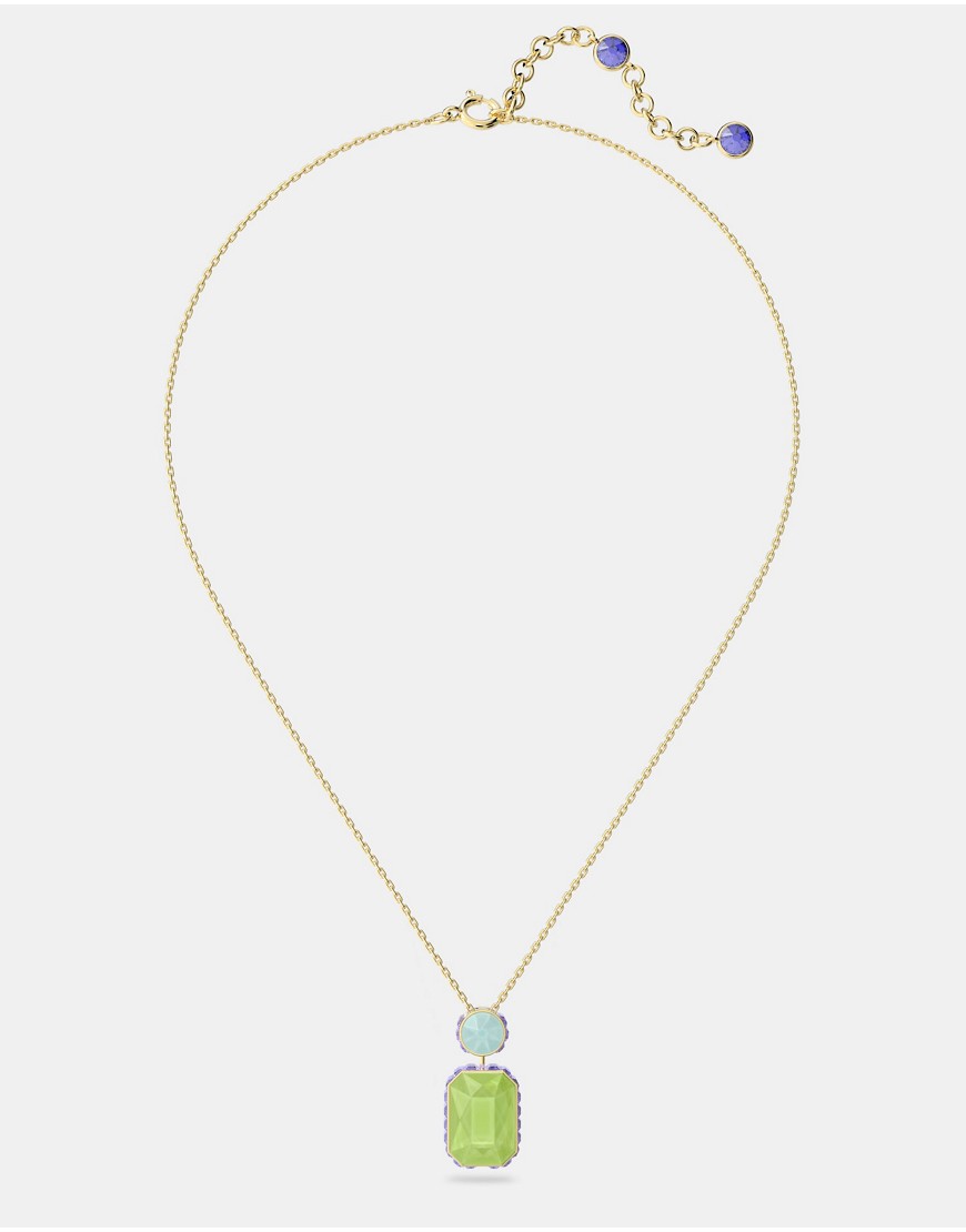Swarovski orbita octagon cut necklace in green and gold-tone plated
