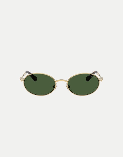 Swarovski Oval sunglasses with green lens in gold - view 1