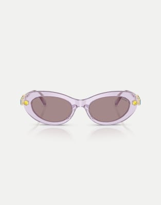 Swarovski Oval sunglasses with violet lens in transparent lilac-Purple