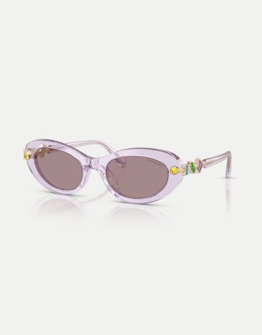 Swarovski Oval sunglasses with violet lens in transparent lilac, 2 of 3