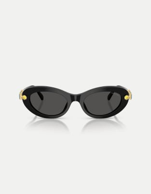 Swarovski - Ovale Sonnenbrille in Schwarz mit grauen Gläsern