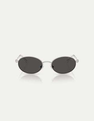 Swarovski - Ovale Sonnenbrille in Silber mit grauen Gläsern