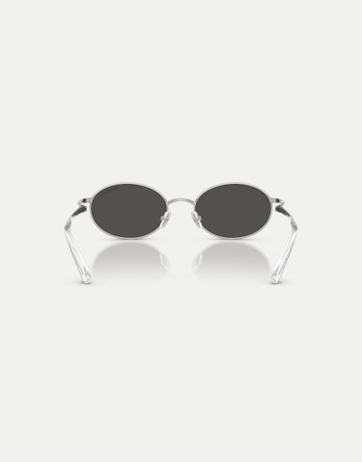 Swarovski – Ovale Sonnenbrille in Silber mit grauen Gläsern, 2 von 3