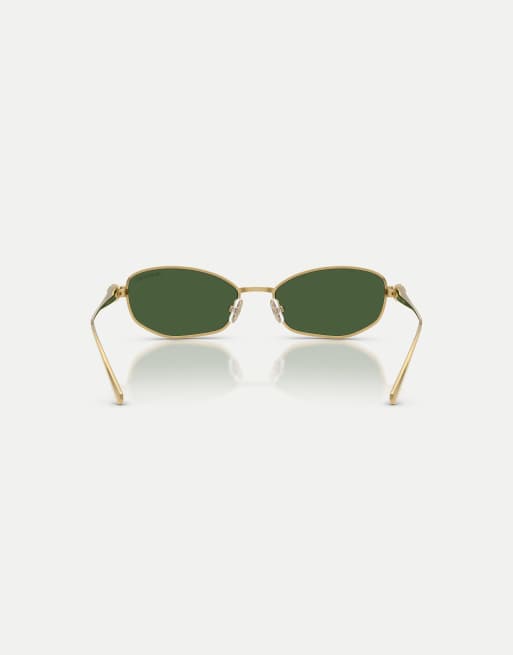 Swarovski – Rechteckige Sonnenbrille in Goldoptik mit grünen Gläsern, 3 von 4