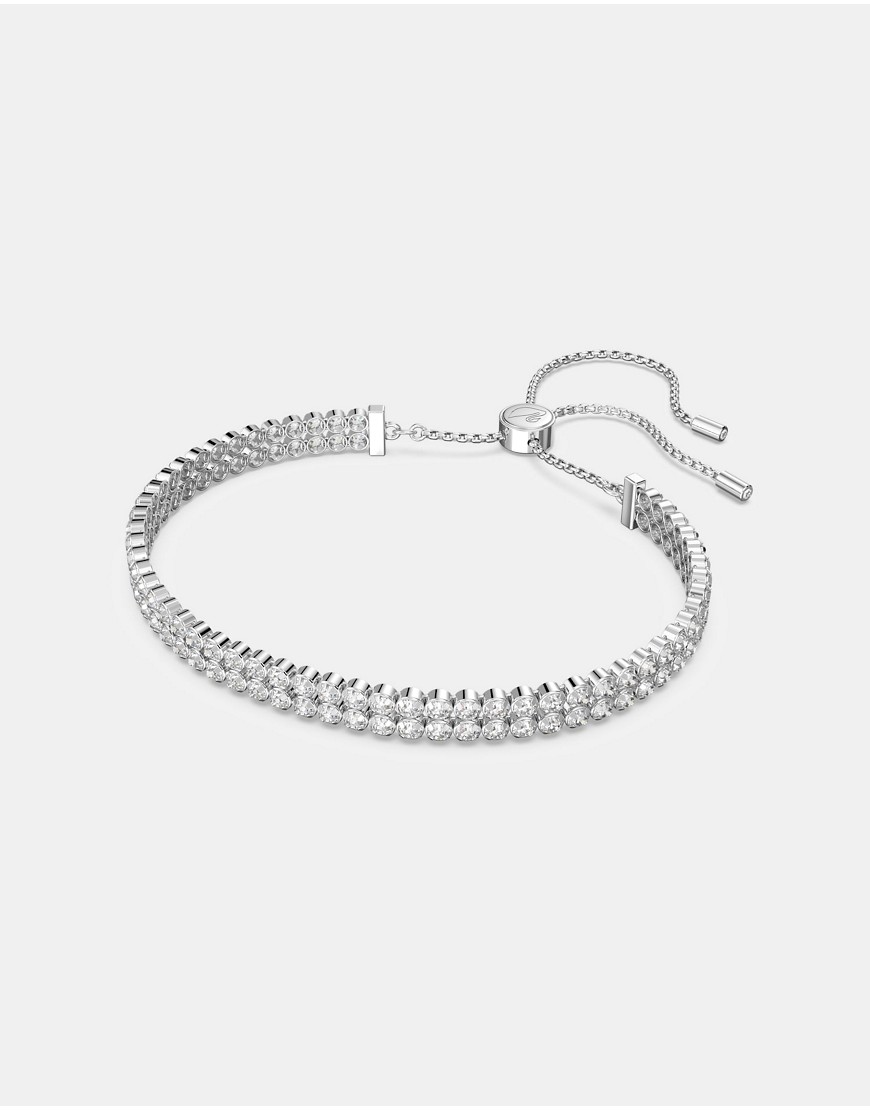 Swarovski round cut subtle bracelet in white plating
