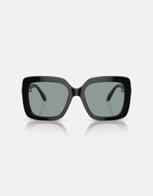 Swarovski - Sk6001 - Eckige Sonnenbrille in Schwarz mit grauen Gläsern