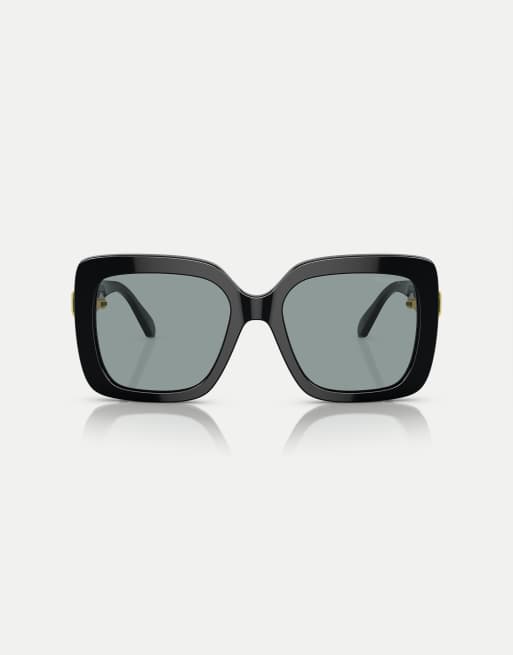 Swarovski – Sk6001 – Eckige Sonnenbrille in Schwarz mit grauen Gläsern