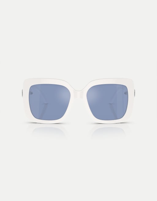 Swarovski - Sk6001 - Lunettes de soleil carrées avec verres bleus effet miroir - Blanc