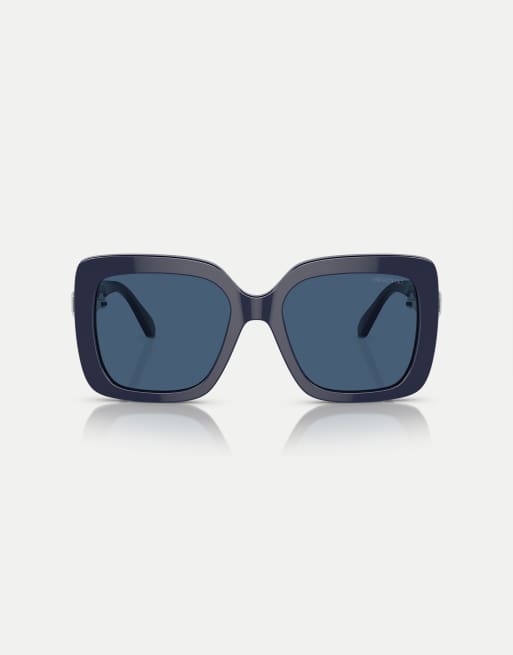Swarovski Sk6001 square sunglasses with blue lens in opal blue
