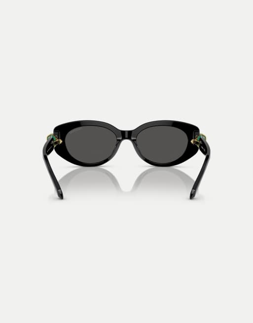 Swarovski - Sk6002 - Occhiali da sole ovali neri con lenti grigie, 3 di 3