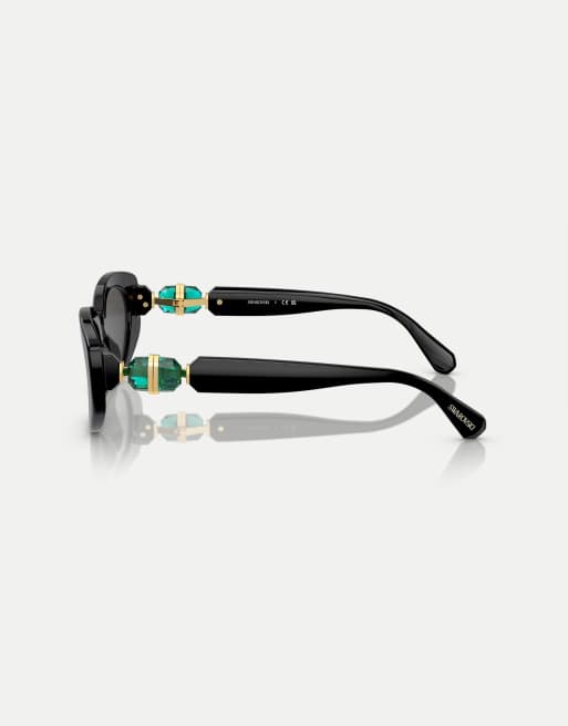 Swarovski Sk6002 oval sunglasses with grey lens in black, 2 of 3