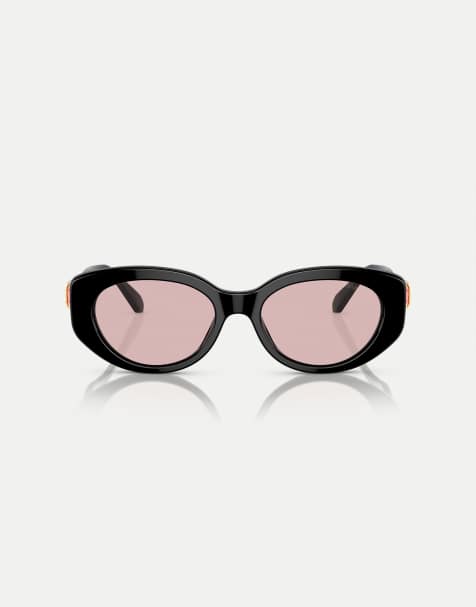 Swarovski Sk6002 oval sunglasses with pink lens in black - view 1