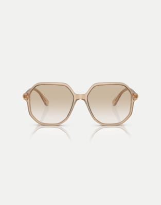 Swarovski Sk6003 irregular sunglasses with grey lens in opaline light brown