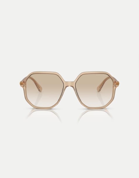 Swarovski Sk6003 irregular sunglasses with grey lens in opaline light brown - view 1