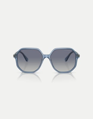 Swarovski - Sk6003 - Unregelmäßig geformte Sonnenbrille in Opalblau mit blauen Gläsern