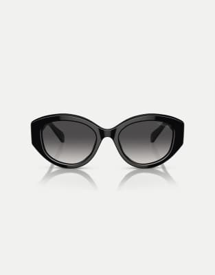 Swarovski - Sk6005 - Unregelmäßig geformte Sonnenbrille in Schwarz mit grauen Gläsern