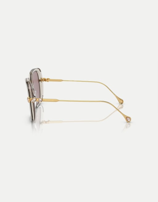 Swarovski - Sk6011 - Occhiali da sole rettangolari marrone chiaro trasparente con lenti viola, 3 di 3