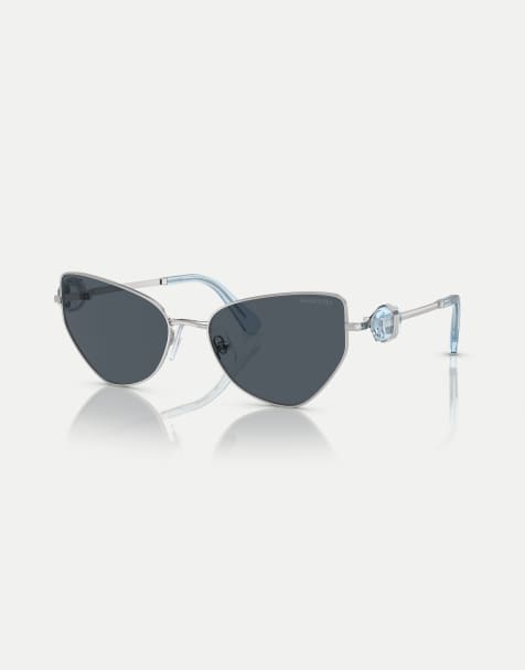 Swarovski Sk7003 irregular sunglasses with grey lens in silver - view 1