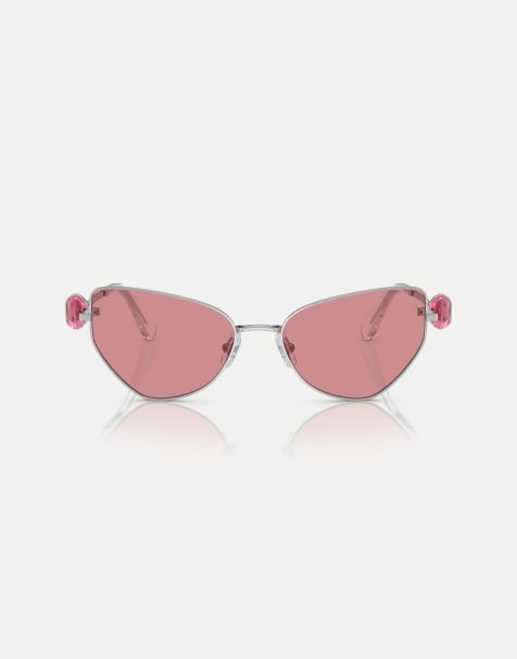 Swarovski Sk7003 irregular sunglasses with pink lens in silver - view 1
