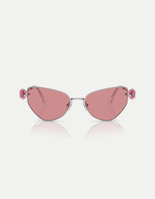 Swarovski - Sk7003 - Occhiali da sole irregolari argento con lenti rosa