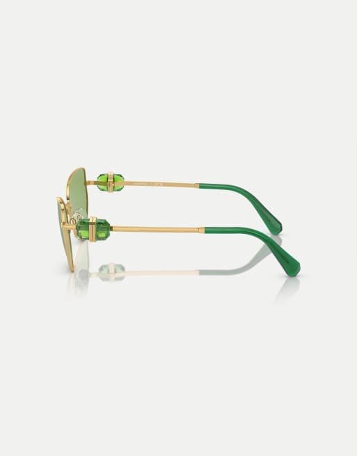 Swarovski - Sk7003 - Occhiali da sole irregolari oro con lenti verdi, 3 di 3