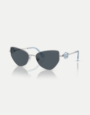Swarovski - Sk7003 - Unregelmäßig geformte Sonnenbrille in Silber mit Gläsern in Grau