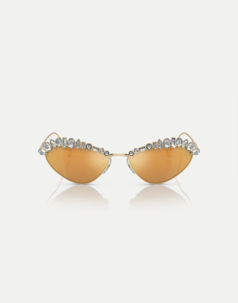 Swarovski - Sk7009 - Occhiali da sole irregolari oro pallido con lenti oro a specchio - view 1