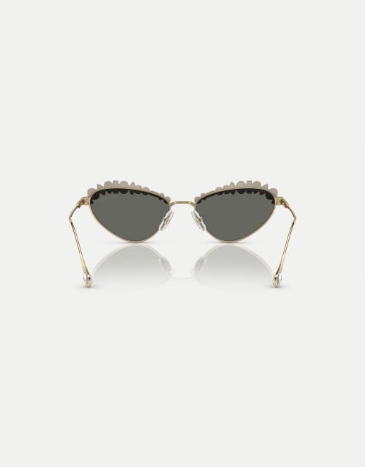 Swarovski - Sk7009 - Occhiali da sole irregolari oro pallido con lenti oro a specchio, 2 di 3