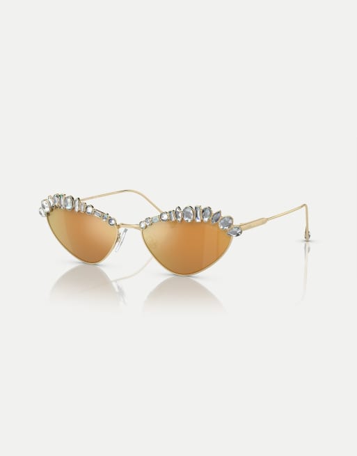 Swarovski - Sk7009 - Occhiali da sole irregolari oro pallido con lenti oro a specchio, 3 di 3