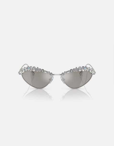Swarovski – Sk7009 – Unregelmäßig geformte Sonnenbrille in Silber mit verspiegelten Gläsern in Silber - view 1