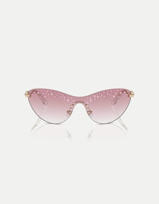 Swarovski Sk7023 irregular sunglasses with pink lens in pale gold