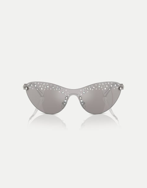 Swarovski Sk7023 irregular sunglasses with silver mirrored lens in gunmetal - view 1