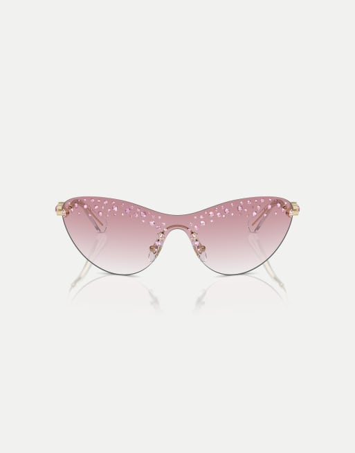 Swarovski - Sk7023 - Lunettes de soleil irrégulières avec verres roses - Doré pâle