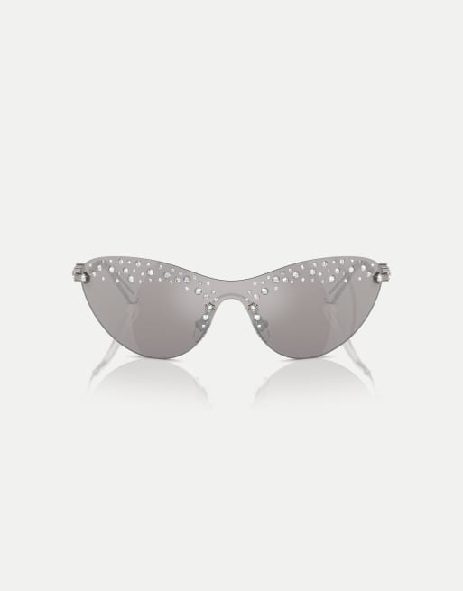 Swarovski - Sk7023 - Occhiali da sole irregolari color piombo con lenti argento a specchio