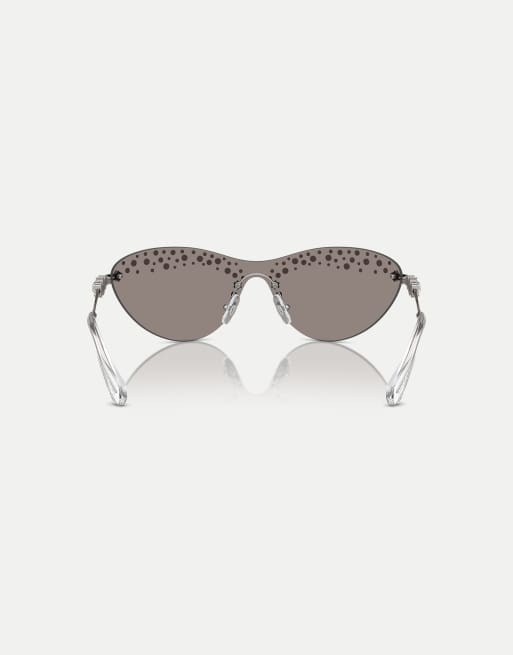 Swarovski - Sk7023 - Occhiali da sole irregolari color piombo con lenti argento a specchio, 2 di 3