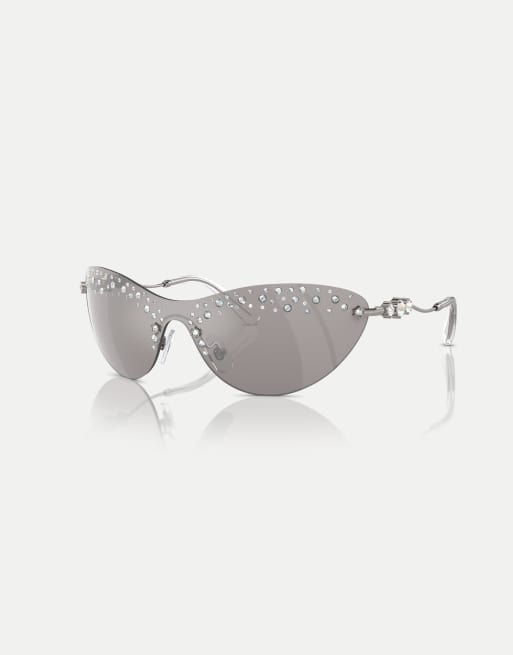 Swarovski - Sk7023 - Occhiali da sole irregolari color piombo con lenti argento a specchio, 3 di 3