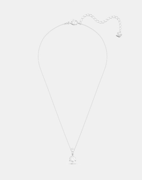 Swarovski solitaire round cut pendant in white plating - view 1
