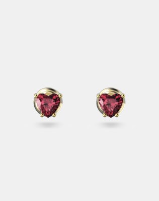 Swarovski stilla stud earrings in gold-tone plated-Red