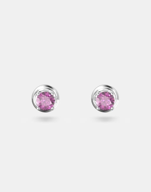 Swarovski stilla stud earrings in purple rhodium plating